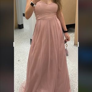 Crystal Doll Strapless pink sparkle formal dress